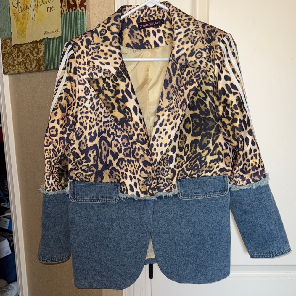 Leopard Print and Denim Blazer